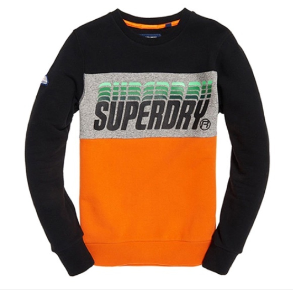 SUPERDRY Triple Drop Color Block Logo Crew Sweatshirt EUC Men's S